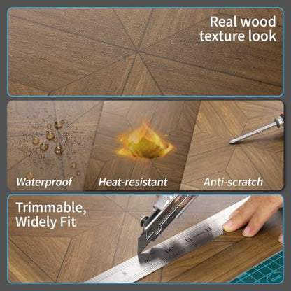 Art3d 30-Pack Peel and Stick Flooring Wood Planks, 12 x 12 in, Teak - color: Teak