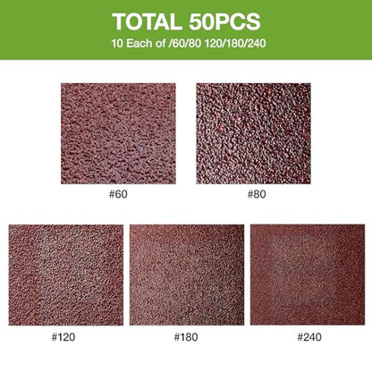 50-Piece Triangular Sandpaper Set for Oscillating Tools - 5 Grits (60/80/100/120/240) - 3-1/8 Inch (80mm) Hook & Loop Sanding Pads - Fits Wood, Metal, Drywall Sanding - style: 50PCS SANDING PAPERS
