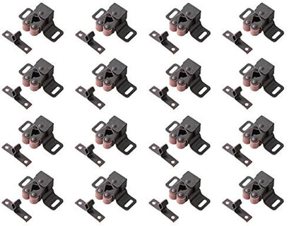 Double Roller Catch with High Feet Copper, Steel Latch 1.9"L with Screws for Cabinet Cupboard Closet Door, Metal Hardware (Set of 16) - color: Copper