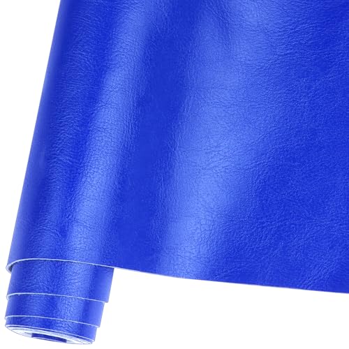 Smooth Solid Color Faux Leather Sheets Roll 12"X53" (30cmX135cm),Very Suitable for Making Crafts, Leather Earrings, Bows,Sewing(Blue) - color: Blue
