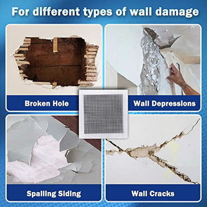 Seloom Drywall Repair Kit Upgraded Size, 10 x 10 Inch Drywall Patch Kit Large Hole, Self Adhesive Fiberglass Wall Patch Quick Repair for Damaged Drywall Ceiling