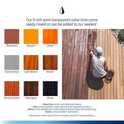 Seal-Once Semi-Transparent Color Tints - Light Brown Liquid Wood Treatment - Multi-Surface Concentrate in a Bottle - color: Light Brown