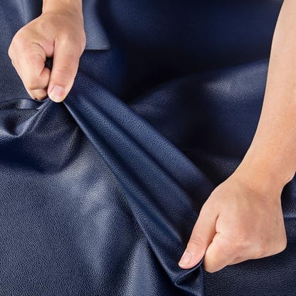 Marine Vinyl Fabric, Upholstery Faux Leather Fabric by The Yard, 1.05mm Lychee Texture Leather Sheets for Sofa Chairs Handbags Hair Bows Earrings Crafts (3 Yards 108''X 54'', Blue) - color: Blue, size: 3 Yard