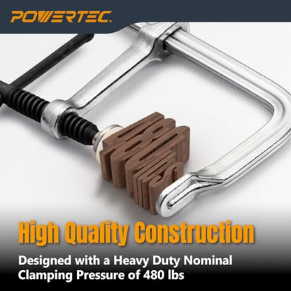POWERTEC Heavy Duty 12" F Style Bar Clamps, 3-5/8" Throat, 480 lb Clamping Force – Woodworking, Cabinetry, Welding & Workshop Use, 2 Pack (72339) - size: 12" Bar Clamps (2PCs)