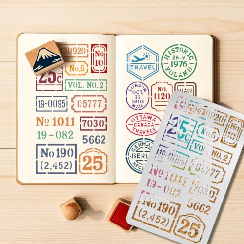 UNICRAFTALE 2Pcs Bill Digital Stamp Text Metal Stencils Retro Stainless Steel Number Words Template Reusable Bookmark Label Stencil for Card Making DIY Scrapbooking 6.96"x3.97" - style: Bill Digital Stamp Text