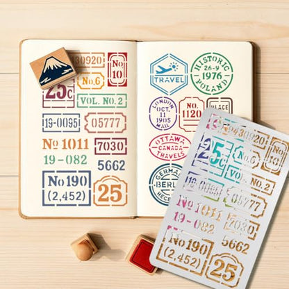 UNICRAFTALE 2Pcs Bill Digital Stamp Text Metal Stencils Retro Stainless Steel Number Words Template Reusable Bookmark Label Stencil for Card Making DIY Scrapbooking 6.96"x3.97" - style: Bill Digital Stamp Text