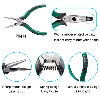 5PCS Upholstery Tools Kit - Dual Head Soft Rubber Mallet Hammer with 2PCS Replacement Head, Nail Tack Remover Tool & Removal Pliers for Furniture Floor Jewelry Craft Project etc