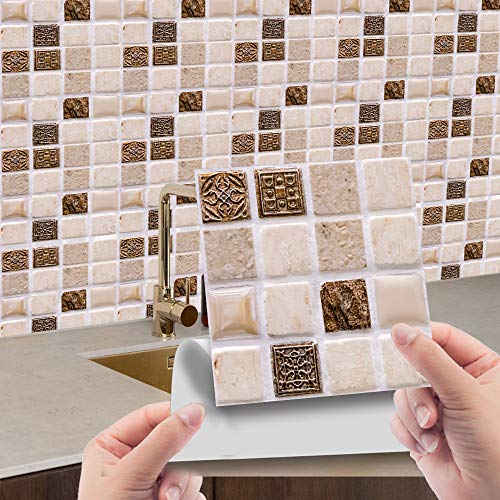 10 Sheets 10x10cm Peel and Stick Tile Sticker for Bathroom Fireplace Style2 - color: Style2