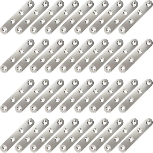 36Pcs Flat Plate Straight Brackets, 3 Inch Stainless Steel Flat Brace Mending Plates, Repair Brackets for Wood Furniture with Screws - size: 36 Pcs/ 3” x 0.63”