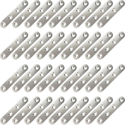 36Pcs Flat Plate Straight Brackets, 3 Inch Stainless Steel Flat Brace Mending Plates, Repair Brackets for Wood Furniture with Screws - size: 36 Pcs/ 3” x 0.63”