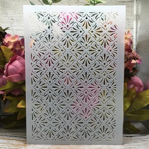 TIAMECH A4 Reusable Geometric Grass Texture Stencil for Painting - style: Grass Texture