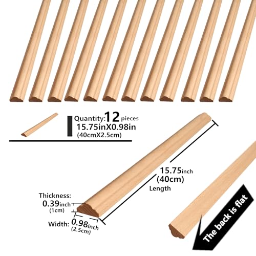 Nsrisml 12Pcs Wood Appliques Onlays, Unpainted Rosette Trim Decal for Furniture Cabinet Door Bed Wall Decor (0.98"x15.75") - size: 0.98"x15.75"/2.5cmx40cm
