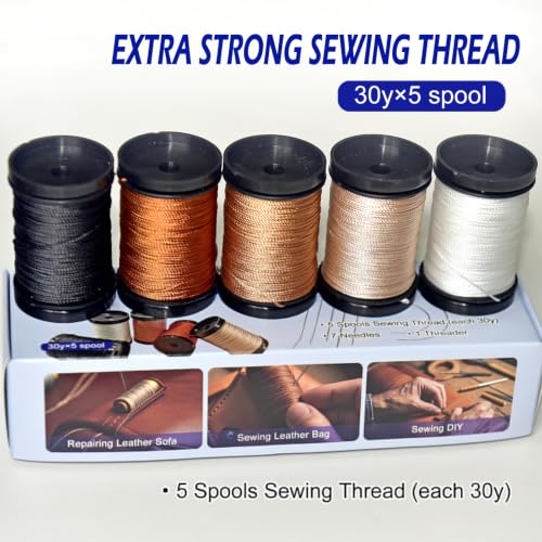 Extra Strong Repair Upholstery Sewing Thread Kit Including 5 Rolls Nylon Thread