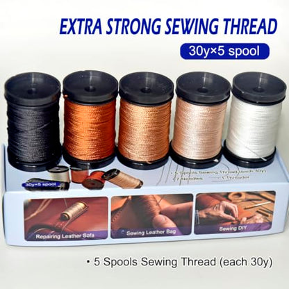 Extra Strong Repair Upholstery Sewing Thread Kit Including 5 Rolls Nylon Thread