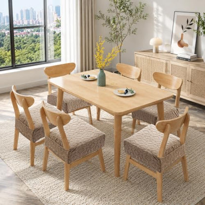 Genina Waterproof Chair Covers Set of 6,Dining Chair Cover,Khaki - color: Khaki-square Style, size: 6PCS