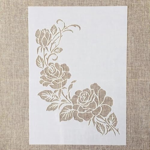 TIAMECH A4 Reusable Flower Stencil for Painting - style: Rose