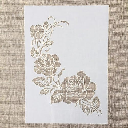 TIAMECH A4 Reusable Flower Stencil for Painting - style: Rose