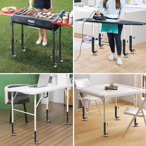 Table Leg Extender with Casters Adjustable 6.3"-7.9" Height 4 Pack