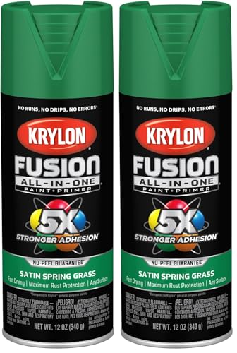 Krylon Fusion ALL-IN-ONE 2751 Satin Spring Grass 12 Ounce (Pack of 2) - color: Spring Grass, size: 12 Ounce (Pack of 2), style: Satin