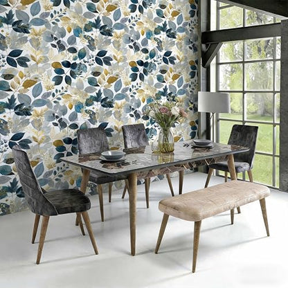 Watercolor Botanical Wallpaper, Eucalyptus Leaf Peel and Stick Wallpaper - color: ML-M104, size: 17.7" x 118"