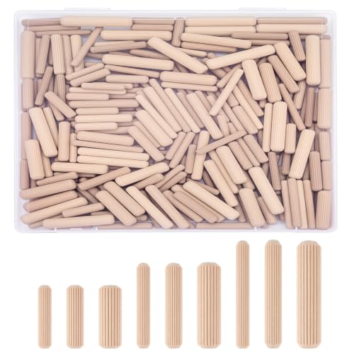 WISYOK 200Pcs Wooden Dowels, 1/4 3/8 5/16 Inch - size: 9 Size-200pcs