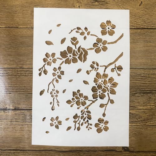 TIAMECH A4 Reusable Cherry Blossom Branch Stencil for Painting - color: Cherry Blossom Branch