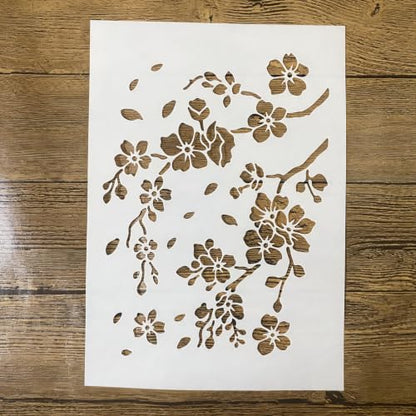 TIAMECH A4 Reusable Cherry Blossom Branch Stencil for Painting - color: Cherry Blossom Branch