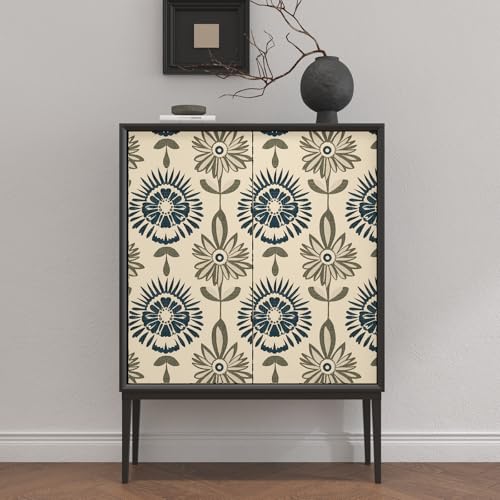 BOKEBEVE Boho Floral Peel and Stick Wallpaper Beige Blue 17.5 x 118In - color: Dark Beige/Blue/Green, size: 17.5" x 118"