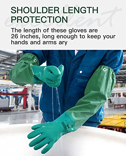 PACIFIC PPE 26 Inch PVC Chemical Resistant Gloves, Waterproof, Reusable, L - color: Green 26inch 1pair, size: Large (Pack of 1)