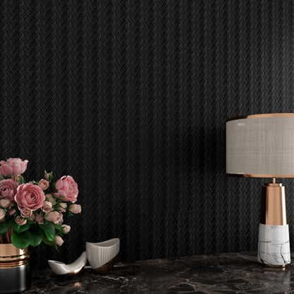 ReWallpaper Modern Matte Black Textured Peel and Stick Wallpaper 17.7in x 23ft Removable Vinyl Contact Paper for Cabinets Renter Friendly Black Wallpaper for Bedroom Living Room Classroom Accent Wall - size: 17.7in x 23ft