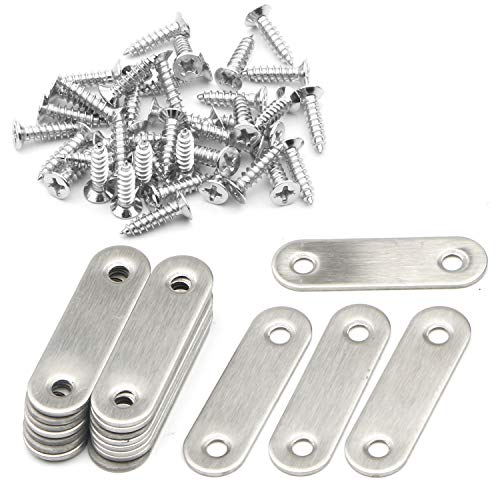 20Pcs 2.2 Inch Mending Plates Flat Brackets,Stainless Steel - size: 2.2inch