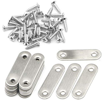 20Pcs 2.2 Inch Mending Plates Flat Brackets,Stainless Steel - size: 2.2inch