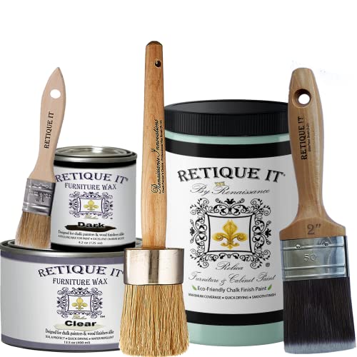 Retique It Chalk Furniture Paint by Renaissance DIY, Wax Kit, 32 Tranquility - color: 32 Tranquility