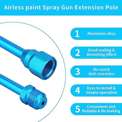 5PCS Airless Sprayer Gun Spray Painting Wand,Airless Spray Gun Tip Extensions,Airless Paint Sprayer Gun Tip Extension Pole,for Airless Paint Gun Wand (blue/8in 12in 20in 30in 40in) - style: blue/8in 12in 20in 30in 40in