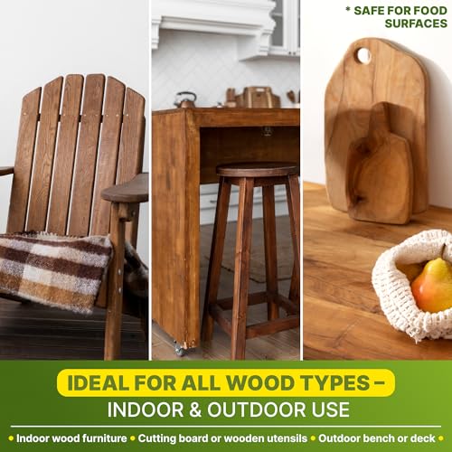 Nordicare Linseed Oil for Wood - 100% Pure & Natural Linseed Oil for Entire Indoor Area - Food-Safe Raw - Furniture - Underlines the Original Wood Structure - Made in Denmark 16.9oz - size: 0.5 l