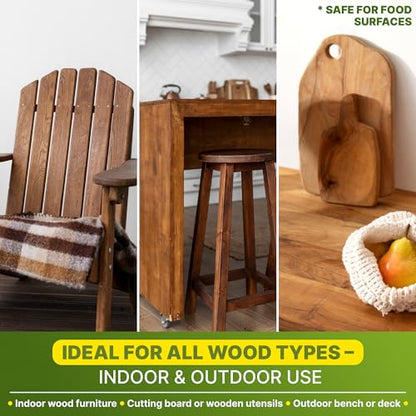 Nordicare Linseed Oil for Wood - 100% Pure & Natural Linseed Oil for Entire Indoor Area - Food-Safe Raw - Furniture - Underlines the Original Wood Structure - Made in Denmark (34oz) - size: 1 l