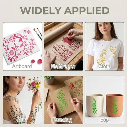 Ymapinc Wall Stencils for Painting, 5Pcs Leaf Vine Pattern Large Reusable