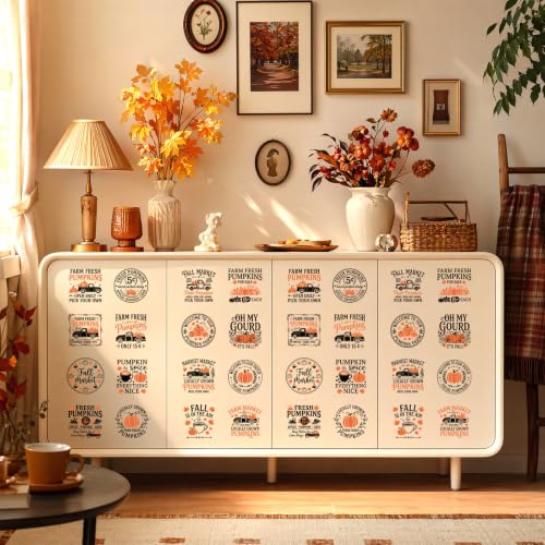 Fall Rub on Transfers for Crafts Vintage Slogans Pumpkin Transfer Stickers - style: Vintage Slogans