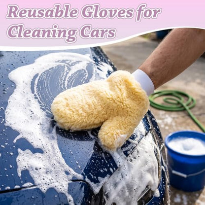 10 Pcs Painters Mitt Gloves with Thumb and 200Pcs Plastic Disposable Gloves