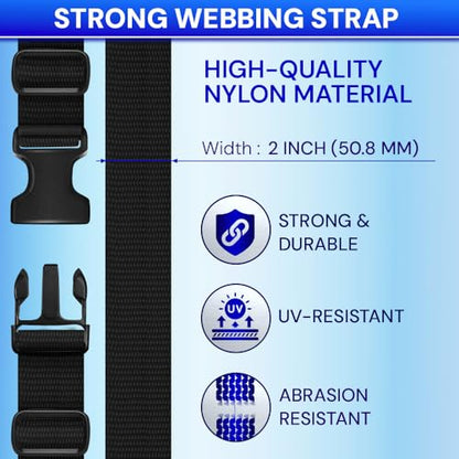 TECEUM 2" Nylon Strap Kit with Buckles, Black 6 yards Repair Set - color: Black, size: 2" - 6 yards, style: 6 Buckle - 12 Slides - 6 D-rind