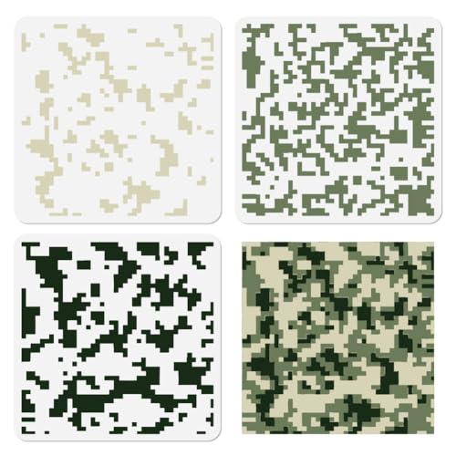 3PCS Layered Camouflage Stencils for Painting, 11.8"x11.8" Reusable Camo Stencil Drawing Templates, DIY Craft Paint Templates for Wall Home Decor Wood Burning Canvas Journal Card - style: Layered Camouflage