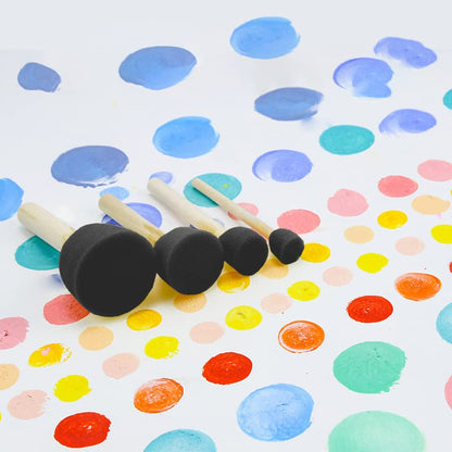 WAFJAMF 40 Pcs Round Sponges Brush Set 4 Sizes DIY Painting Tools Black - color: Black