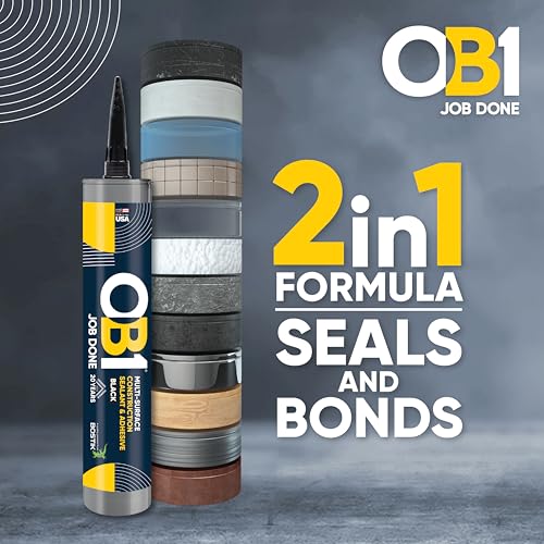 OB1 Universal Caulk Sealant & Adhesive Black 10.1oz | Professional Grade Premium All-in-One Advanced Hybrid 2-in1 | Water Resistant Internal & External | Shrink Crack UV & Fade Resistant | 1 Cartridge - color: Black, size: 10.1oz (Pack of 2)