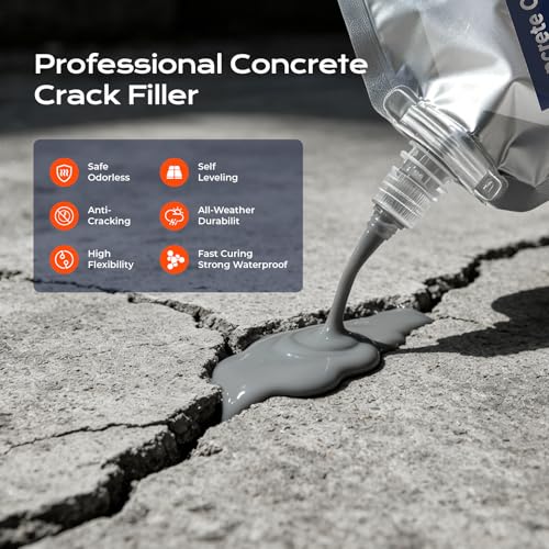 Concrete Crack Filler, 2 Pack Self Leveling Cement Magic Crack Filler 2.2LB