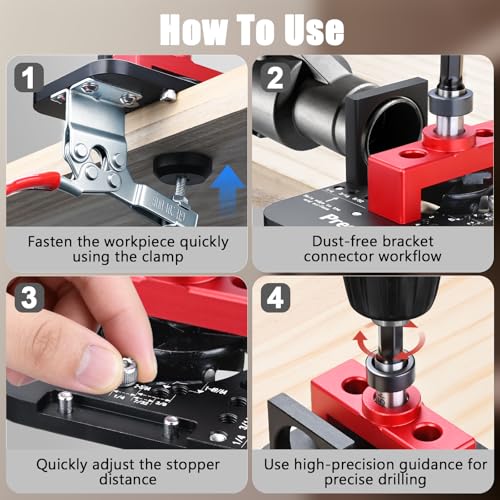 Preciva All-Metal Concealed Hinge Jig with No-Measure Depth Stop, 35mm Cabinet Hardware Jig | Integrated Dust Port & Quick Clamp, Zero-Dust Installation of Blum/Salice/Grass Hinges