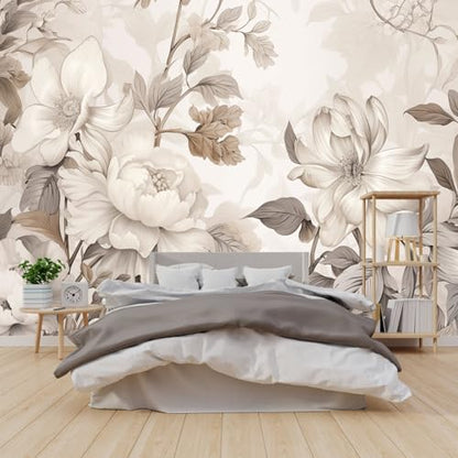 Warm-Toned Peony Flower Mural Peel-and-Stick - 108"x157" - color: ZZSL-05, size: 108"x157"