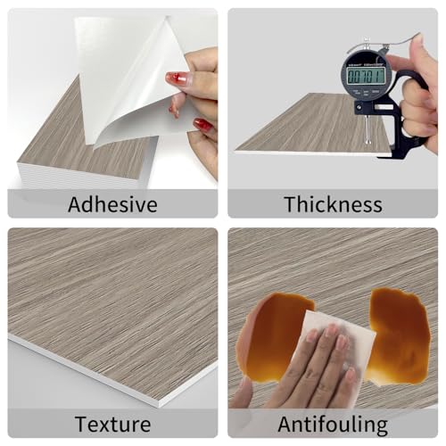 Tile Stickers for Kitchen, 12pcs Wooden Effect Wall Sticker 3D Wall Panels Peel and Stick Wall Tile Backsplash for Bathroom Retro Self Adhesive Waterproof Subway Tiles DIY-4"x12"