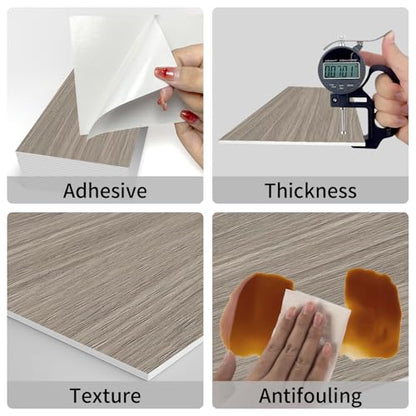 Tile Stickers for Kitchen, 12pcs Wooden Effect Wall Sticker 3D Wall Panels Peel and Stick Wall Tile Backsplash for Bathroom Retro Self Adhesive Waterproof Subway Tiles DIY-4"x12"