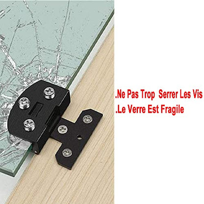 4 Pcs Glass Doors Hinge Cupboard Showcase Wine Cabinet Clamp Ambry Gate Hinges Replacement Parts - color: Black（K846-4PCS)