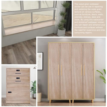 Peel and Stick Wallpaper Contact Paper Wood Natural Oak Wood Grain Contact Paper Thicken Textured for Cabinets and Drawers Countertops Waterproof Self Adhesive Vinyl 23.6" x 393" - color: Natural Oak, size: 23.6"W x 393"L